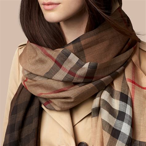 burberry ombre washed check silk scarf|Reversible Check Wool Silk Scarf in Camel .